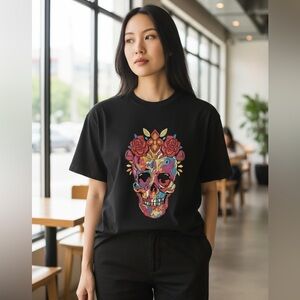 Ay Guey Women's Sugar Skull Graphic T-Shirt